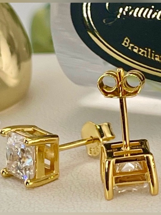 Kay Jewelers Jewelry - Certified 2ct Diamond studs Princess Cut 18k yellow gold on 925. 1ct Each